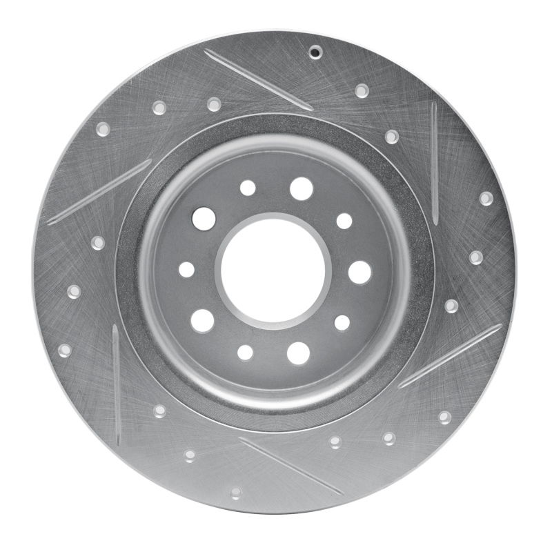 Fiat 500L Brake Rotor (1) - Rear Left - R1 Concepts - Drilled & Slotted - Silver - `14-`19